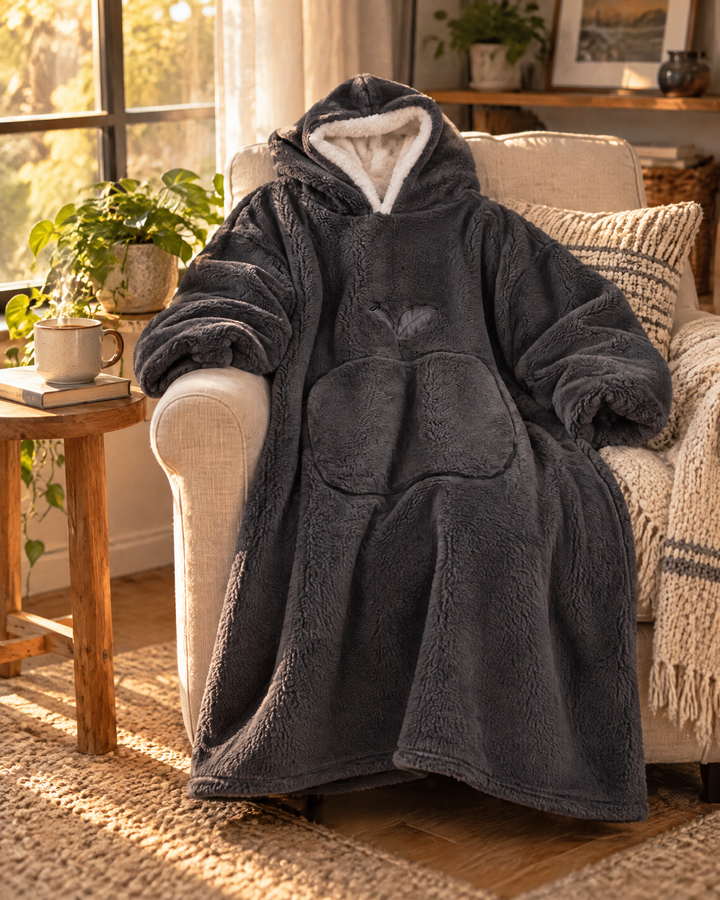 Colverro™ Extra Long Sherpa Blanket Hoodie for Adults with Big Pocket