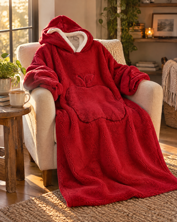 Colverro™ Extra Long Sherpa Blanket Hoodie for Adults with Big Pocket