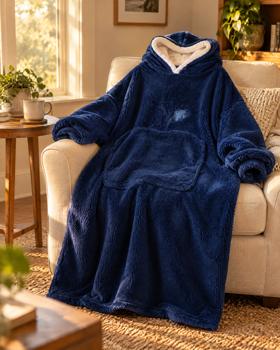 Colverro™ Extra Long Sherpa Blanket Hoodie for Adults with Big Pocket