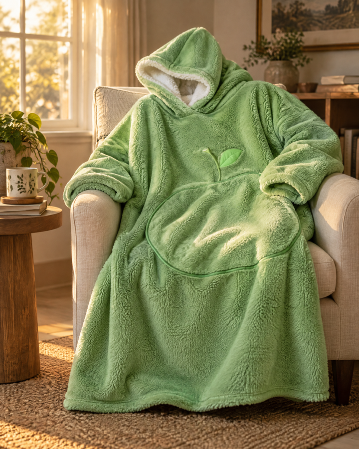 Colverro™ Extra Long Sherpa Blanket Hoodie for Adults with Big Pocket