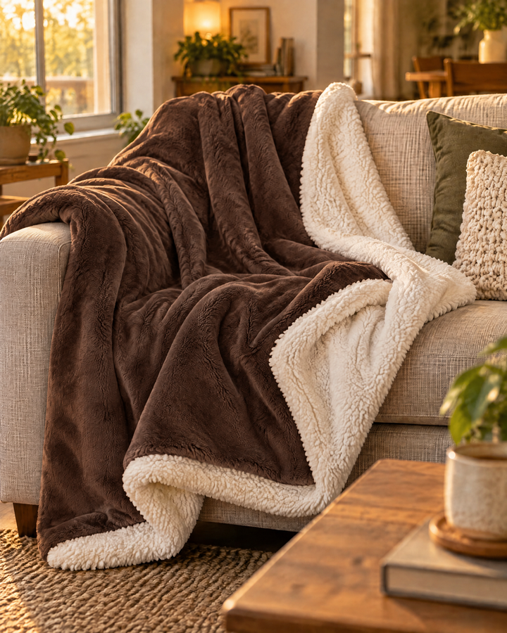 Colverro™ Velvety Fleece and Sherpa Reversible Throw Blanket