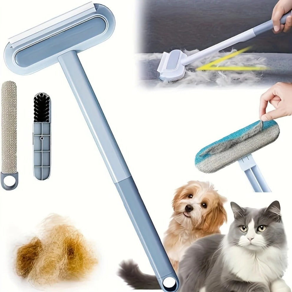 Colverro™ Manual Pet Hair Remover Brush with Long Handle and Scraper Edge