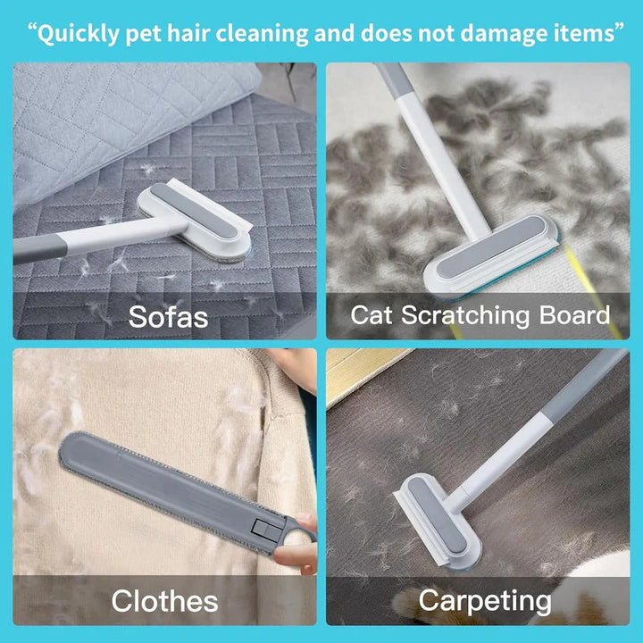 Colverro™ Manual Pet Hair Remover Brush with Long Handle and Scraper Edge