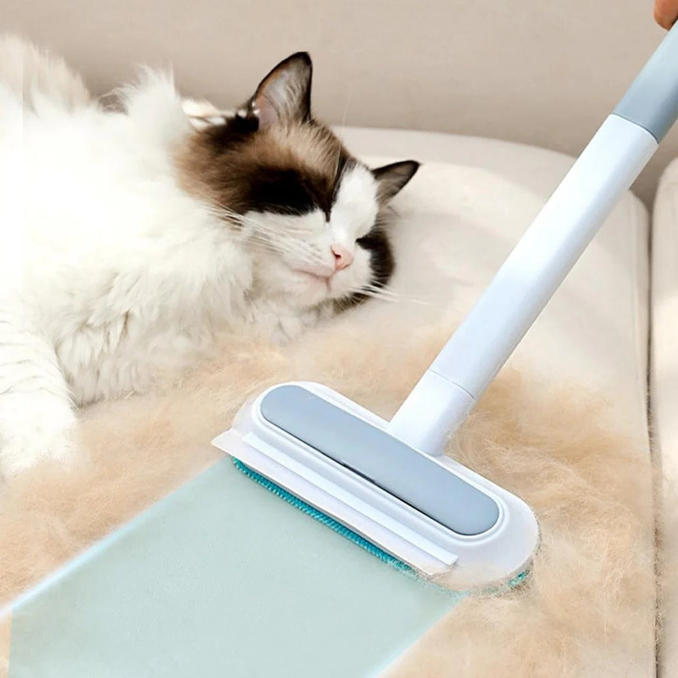 Colverro™ Manual Pet Hair Remover Brush with Long Handle and Scraper Edge
