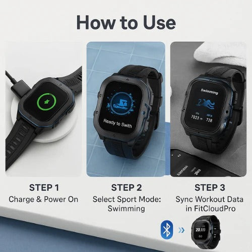 Colverro™ Waterproof Swim Smartwatch with Built-In Fitness Tracker