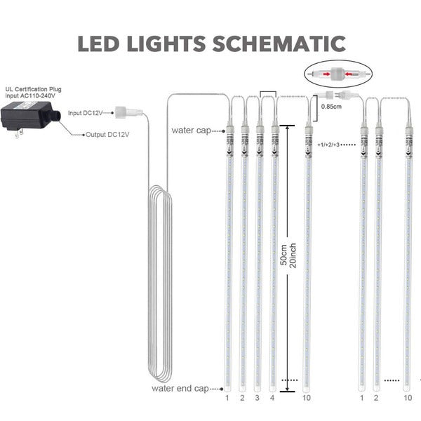 Colverro™ LED Icicle Lights with Falling Snow Effect, 8 Tubes