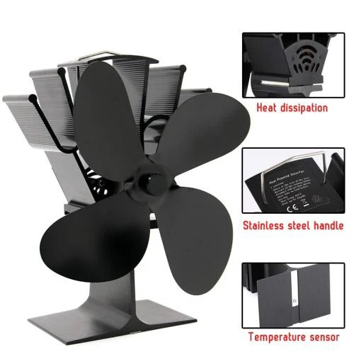 Colverro™ Heat-Powered Wood Stove Fan with 4 Quiet Blades