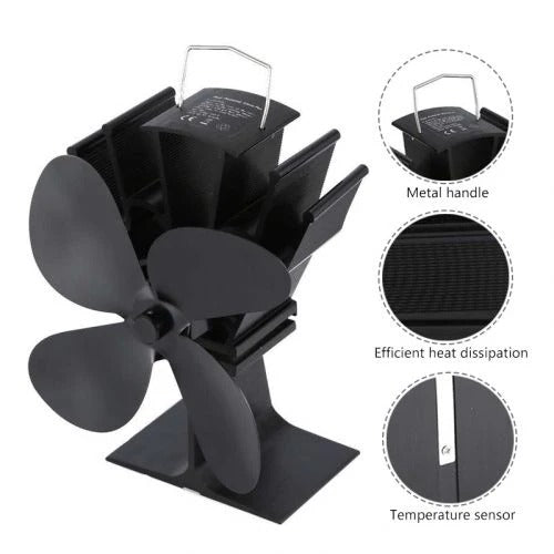 Colverro™ Heat-Powered Wood Stove Fan with 4 Quiet Blades