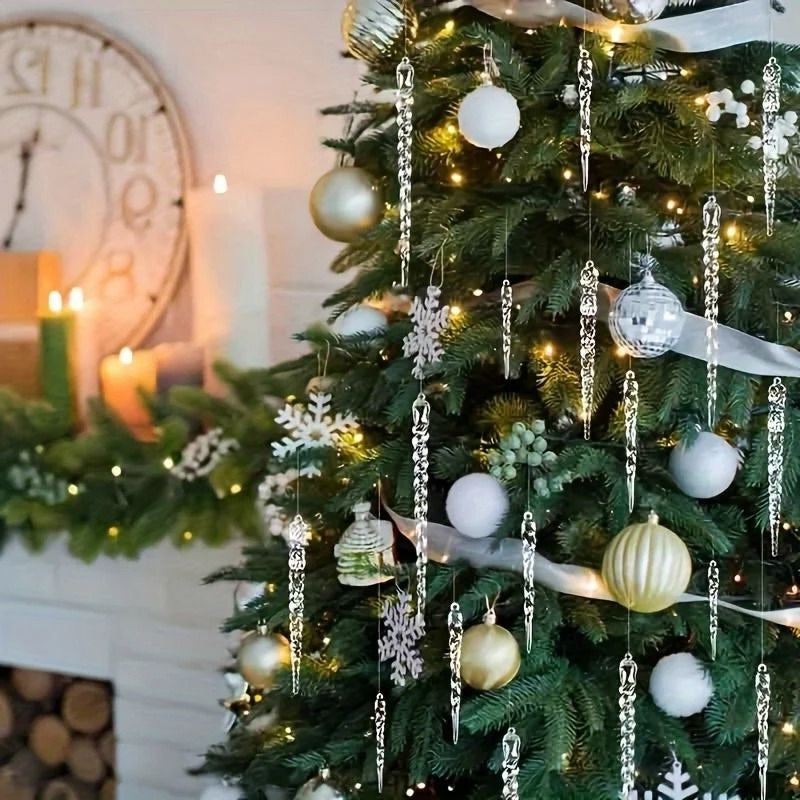 Colverro™ Clear Shatter-Resistant Icicle Ornament Set for Christmas Trees