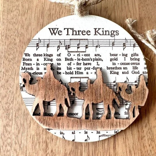 Colverro™ Nativity Carol Music Sheet Ornaments with Layered Cut-Out Design