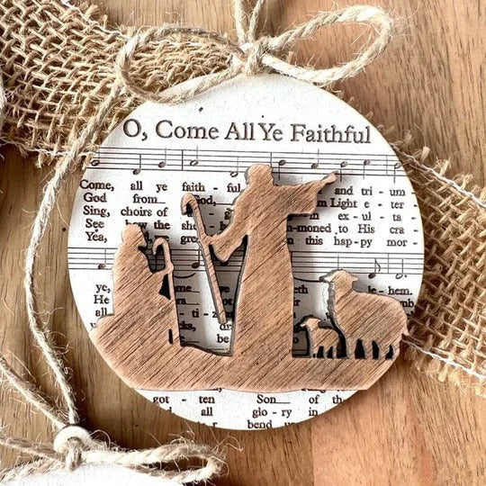 Colverro™ Nativity Carol Music Sheet Ornaments with Layered Cut-Out Design