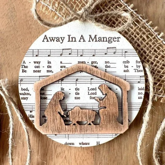 Colverro™ Nativity Carol Music Sheet Ornaments with Layered Cut-Out Design