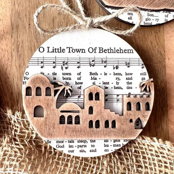 Colverro™ Nativity Carol Music Sheet Ornaments with Layered Cut-Out Design