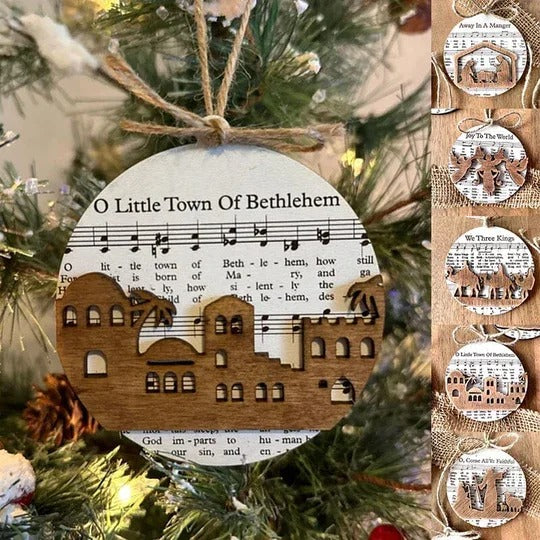 Colverro™ Nativity Carol Music Sheet Ornaments with Layered Cut-Out Design