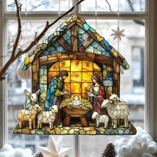 Colverro™ Nativity Scene Suncatcher with Soft Light-Reflecting Glow
