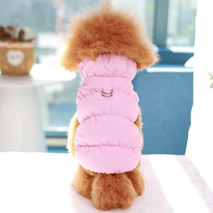 Colverro™ Fleece-Lined Winter Dog Jacket with Leash Ring and High Collar