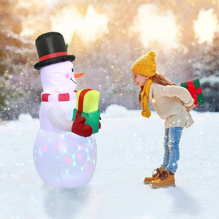 Colverro™ 5 ft Inflatable Snowman with Rotating LED Lights