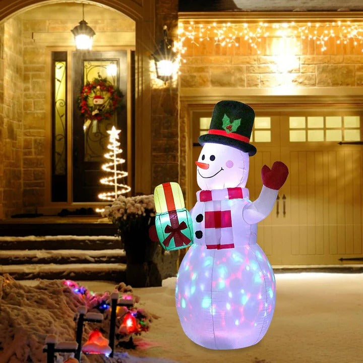 Colverro™ 5 ft Inflatable Snowman with Rotating LED Lights
