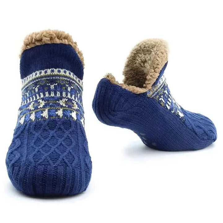 Colverro™ Fleece-Lined Snowflake Knit Socks with Non-Slip Grippers