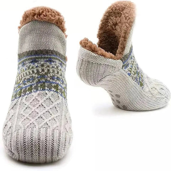 Colverro™ Fleece-Lined Snowflake Knit Socks with Non-Slip Grippers