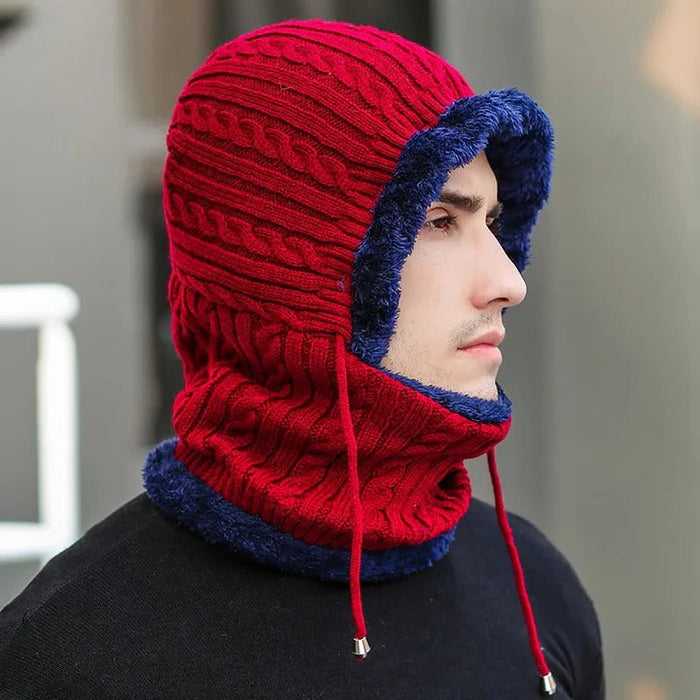 Colverro™ Fleece-Lined Knit Balaclava Hat with Built-In Scarf