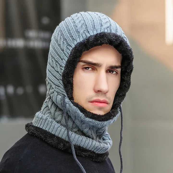 Colverro™ Fleece-Lined Knit Balaclava Hat with Built-In Scarf