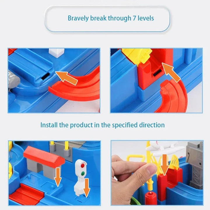 Colverro™ Mechanical Car Track Game with Levers, Buttons and Ramps