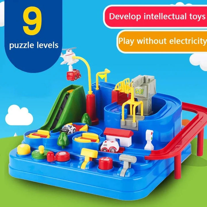 Colverro™ Mechanical Car Track Game with Levers, Buttons and Ramps