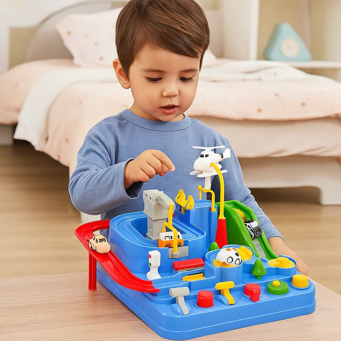 Colverro™ Mechanical Car Track Game with Levers, Buttons and Ramps