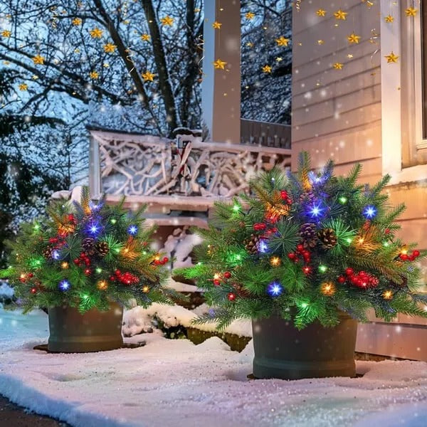 Colverro™ Pre-Lit Christmas Urn Filler with Pine Cones and Berries