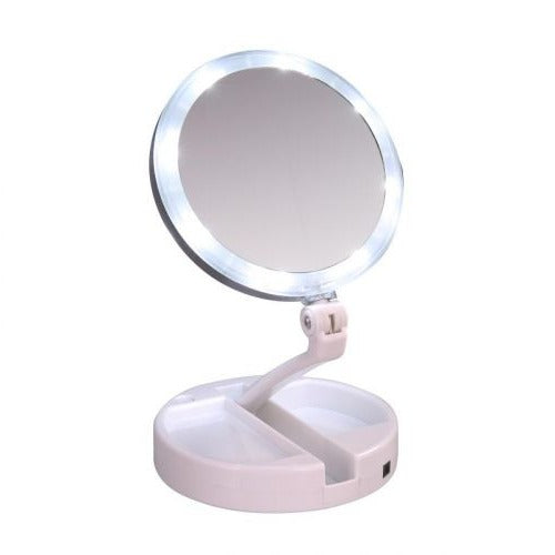 Colverro™ Foldable LED Vanity Mirror with 10x Magnification and 3 Light Modes