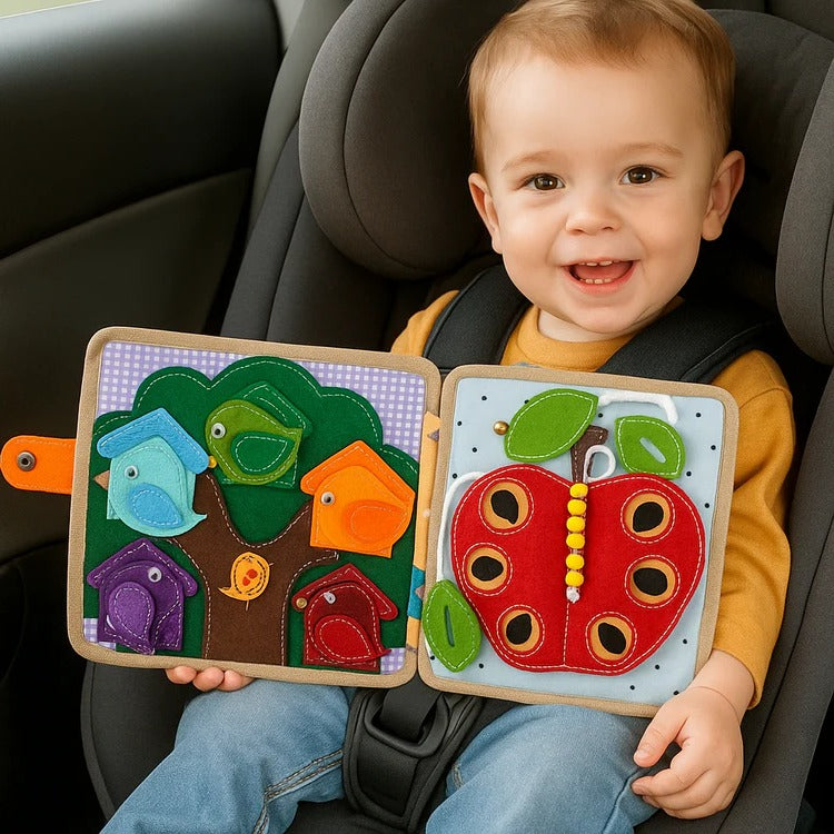 Colverro™ Sensory Busy Book for Toddlers with Buttons, Zippers and Tabs