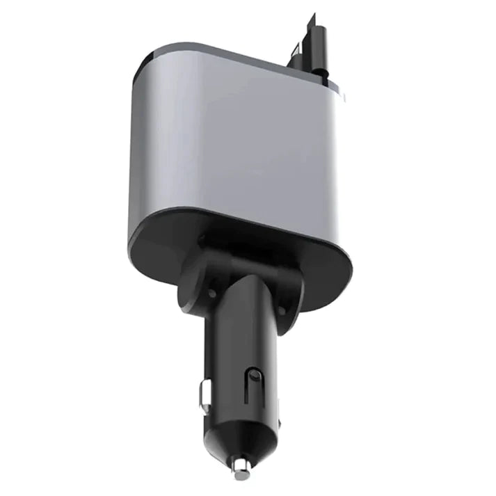 Colverro™ Dual Retractable Car Charger with Lightning and USB-C Cords