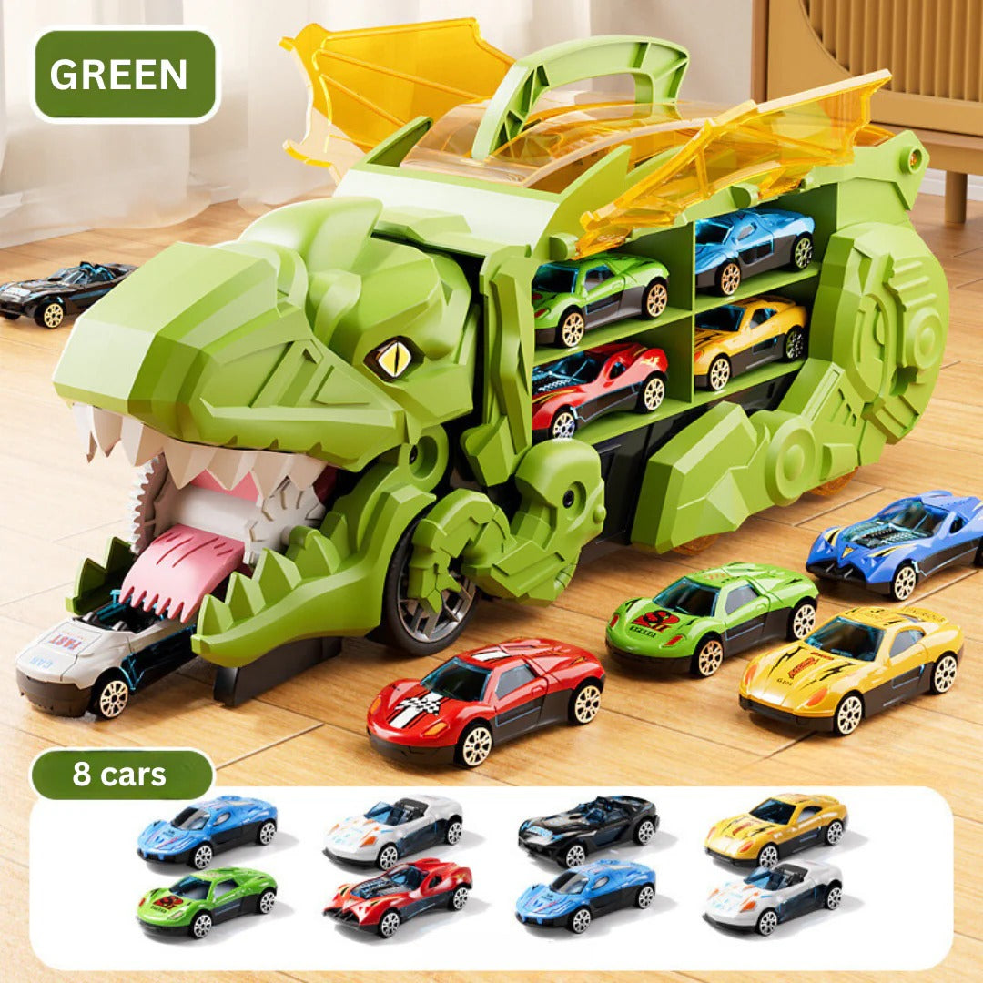 Colverro™ 2-in-1 Dinosaur Transporter Truck with Racing Tracks and 8 Cars