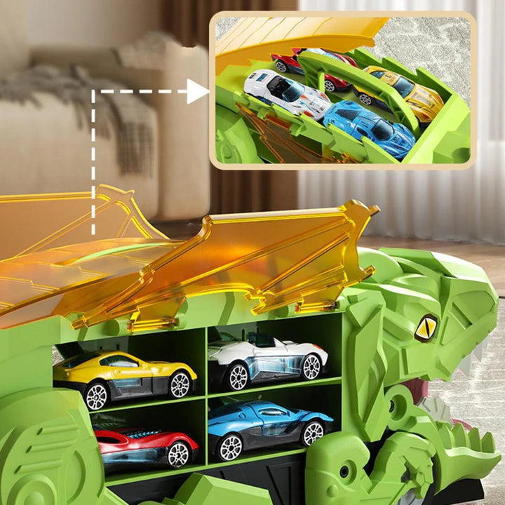 Colverro™ 2-in-1 Dinosaur Transporter Truck with Racing Tracks and 8 Cars