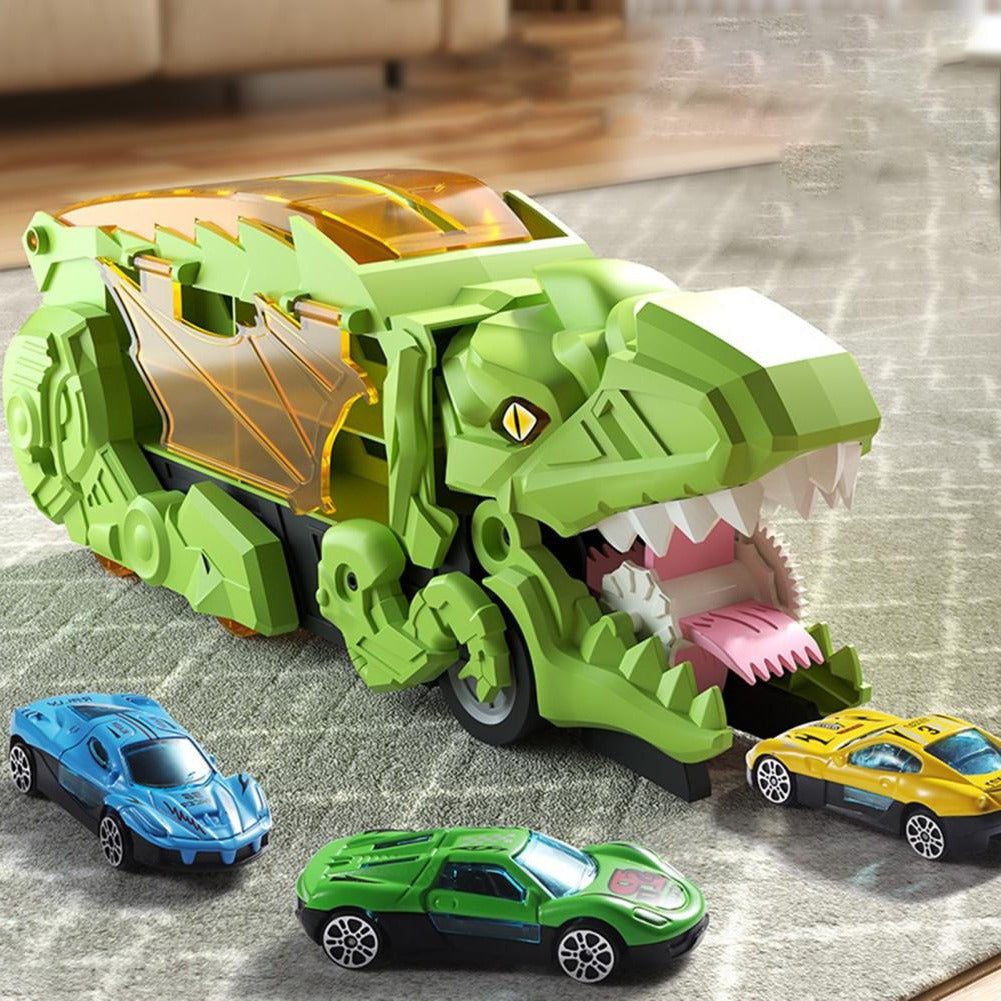 Colverro™ 2-in-1 Dinosaur Transporter Truck with Racing Tracks and 8 Cars
