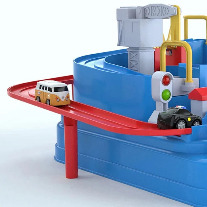 Colverro™ Mechanical Car Track Game with Levers, Buttons and Ramps