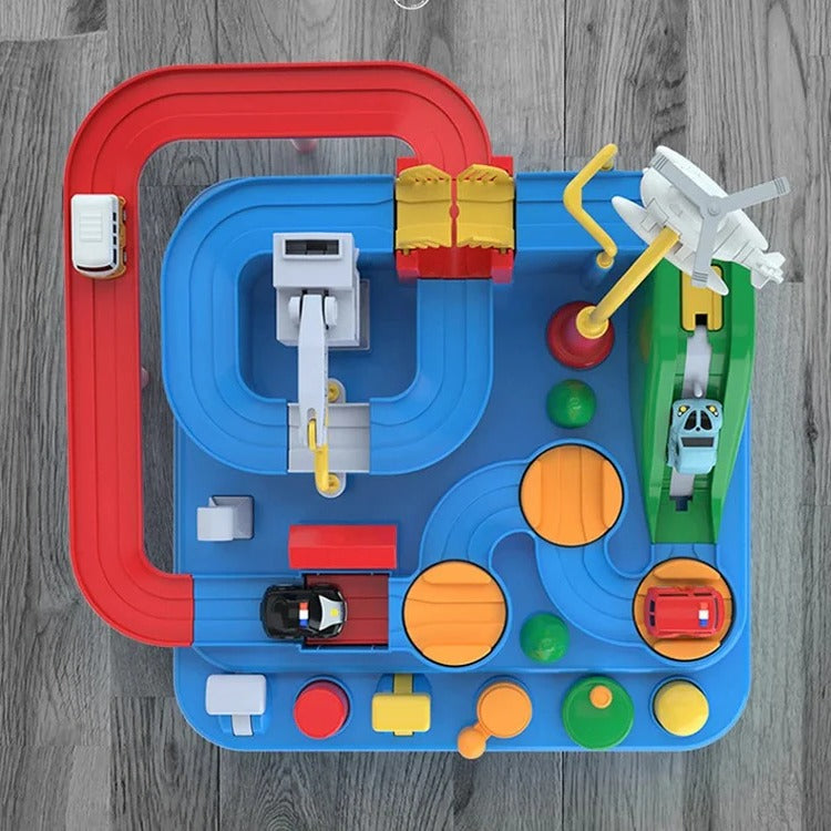 Colverro™ Mechanical Car Track Game with Levers, Buttons and Ramps