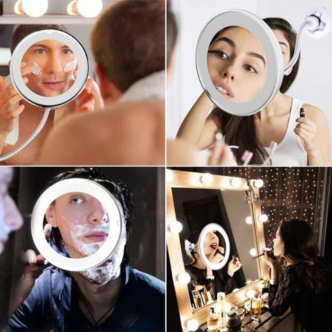 Colverro™ LED 10x Magnifying Mirror with Suction Mount and Adjustable Arm