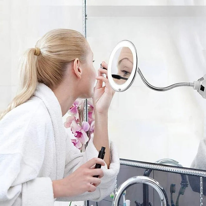 Colverro™ LED 10x Magnifying Mirror with Suction Mount and Adjustable Arm
