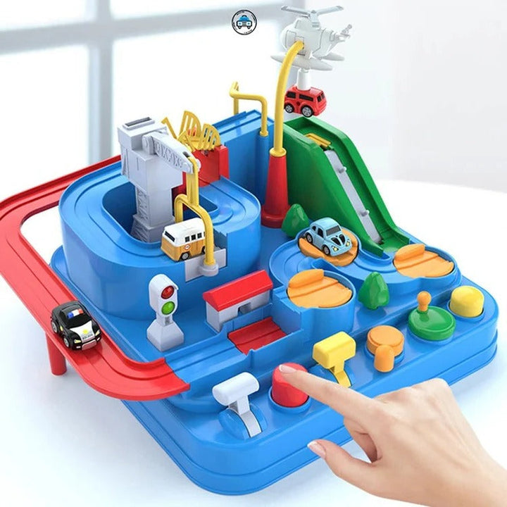 Colverro™ Mechanical Car Track Game with Levers, Buttons and Ramps