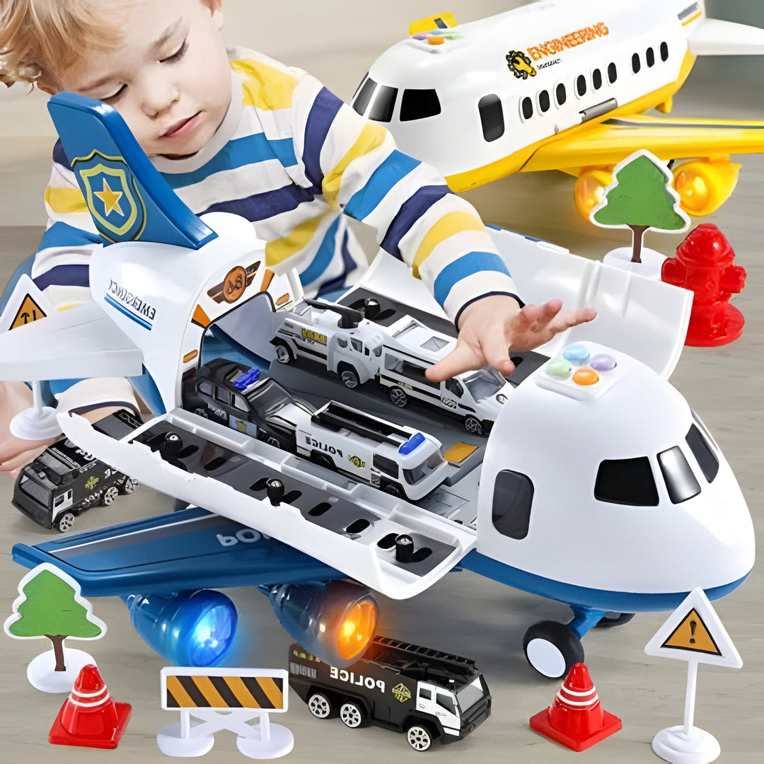 Colverro™ XL Airplane Toy Set with Cars, Crane and Road Signs, 20 Pieces
