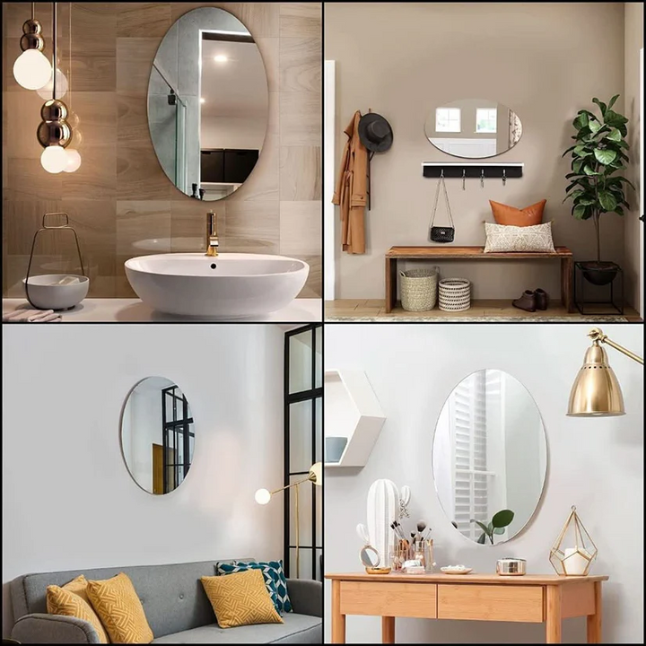 Colverro™ Self-Adhesive Oval Mirror in Shatterproof Acrylic, No Drilling