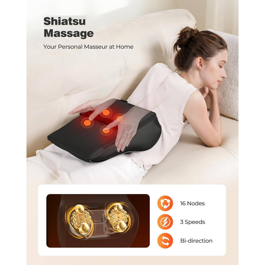 Colverro™ Shiatsu Neck and Back Massager Pillow with Dual Heat Zones