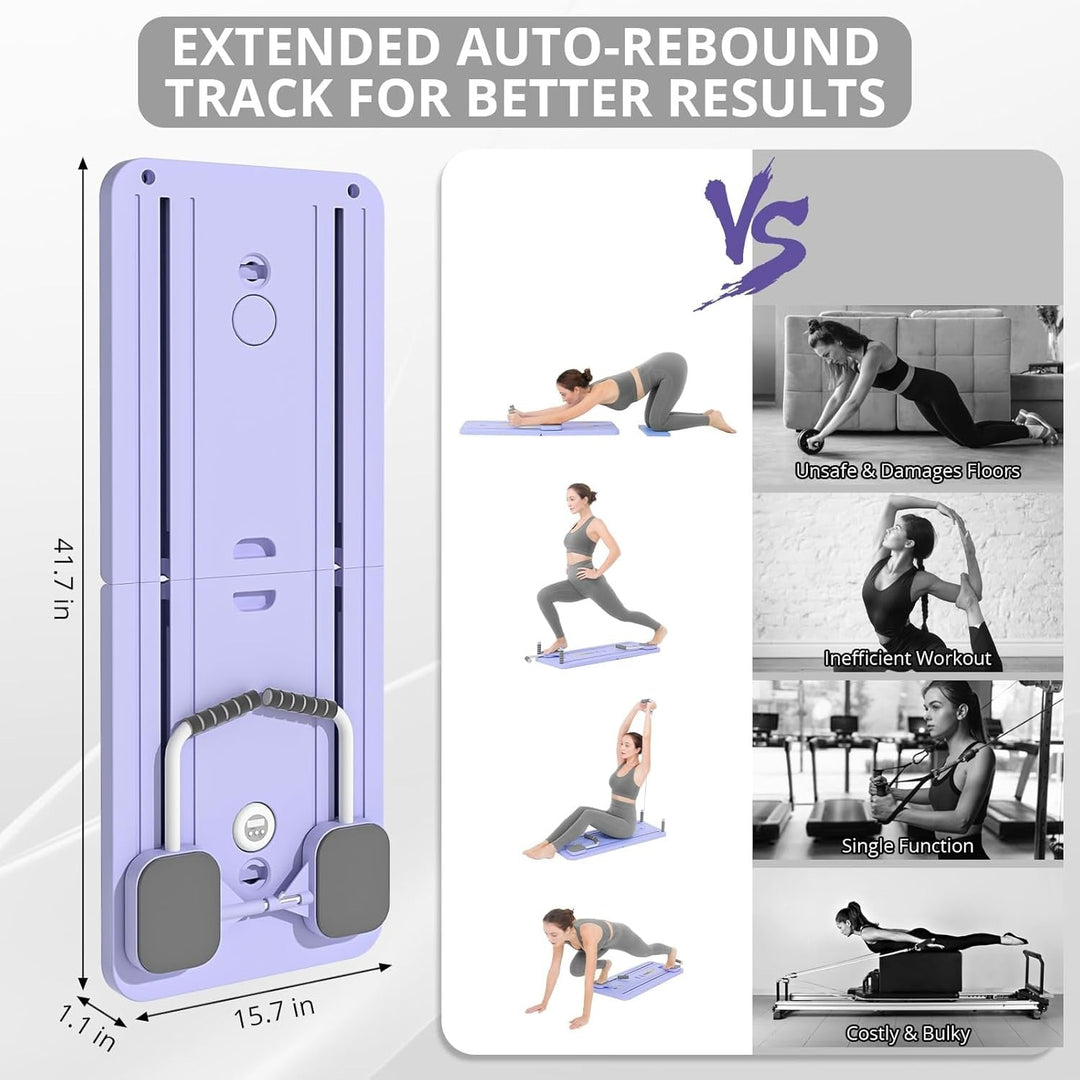 Colverro™ Foldable Pilates Reformer Board with Bands and Timer