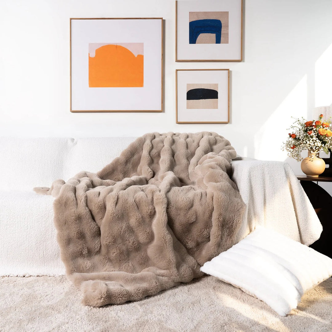 Colverro™ Double-Lined Rabbit Faux Fur Throw with Real Weight