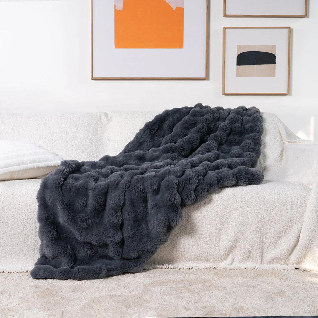 Colverro™ Double-Lined Rabbit Faux Fur Throw with Real Weight