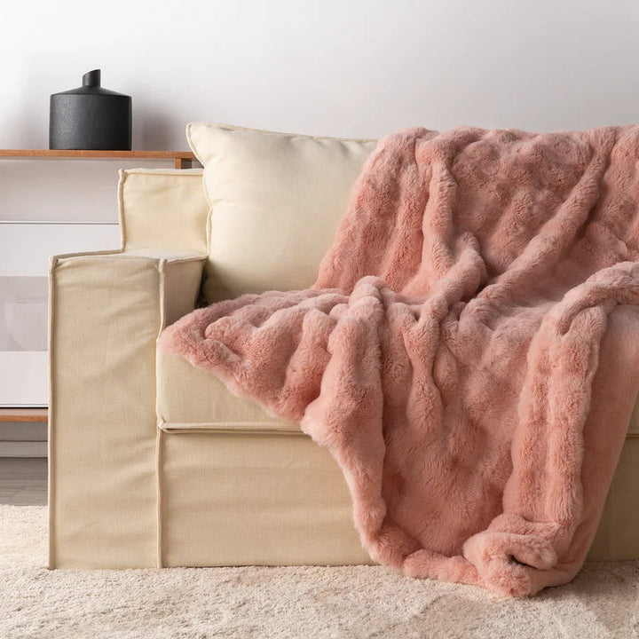 Colverro™ Double-Lined Rabbit Faux Fur Throw with Real Weight
