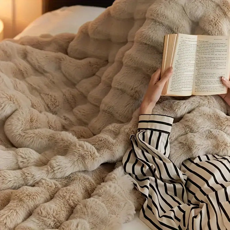 Colverro™ Double-Lined Rabbit Faux Fur Throw with Real Weight