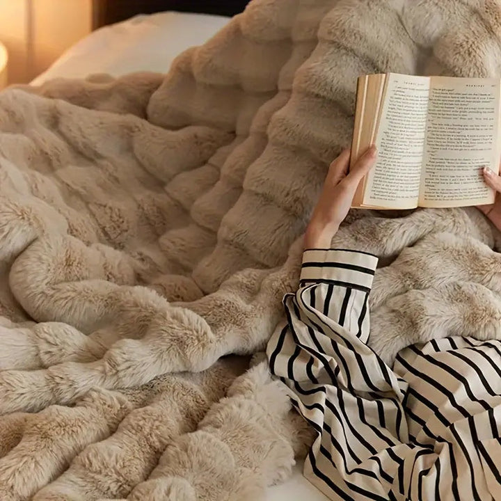 Colverro™ Double-Lined Rabbit Faux Fur Throw with Real Weight